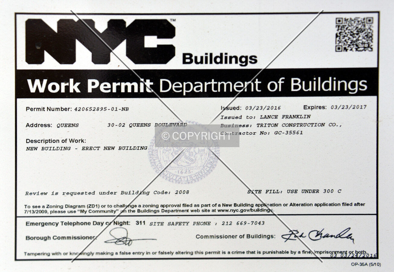 Construction permit posted on-site