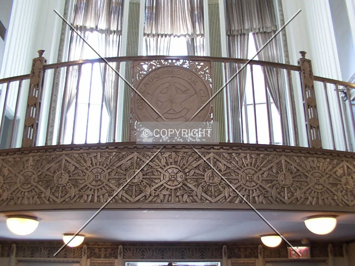 Emblem on south mezzanine rail
