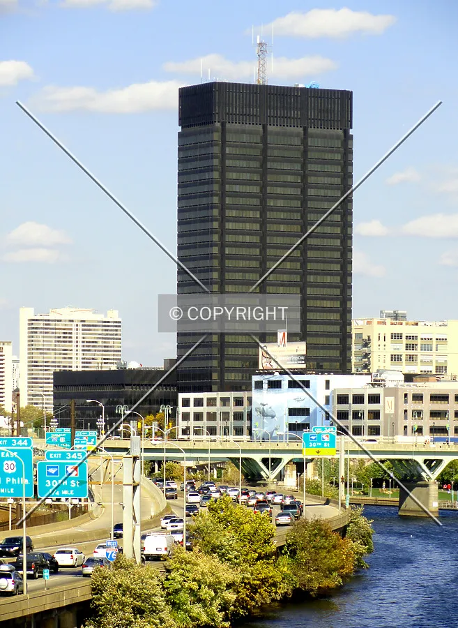 From the southwest along South Street across the Schuylkill River