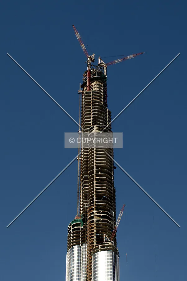 Unclad top portion of tower