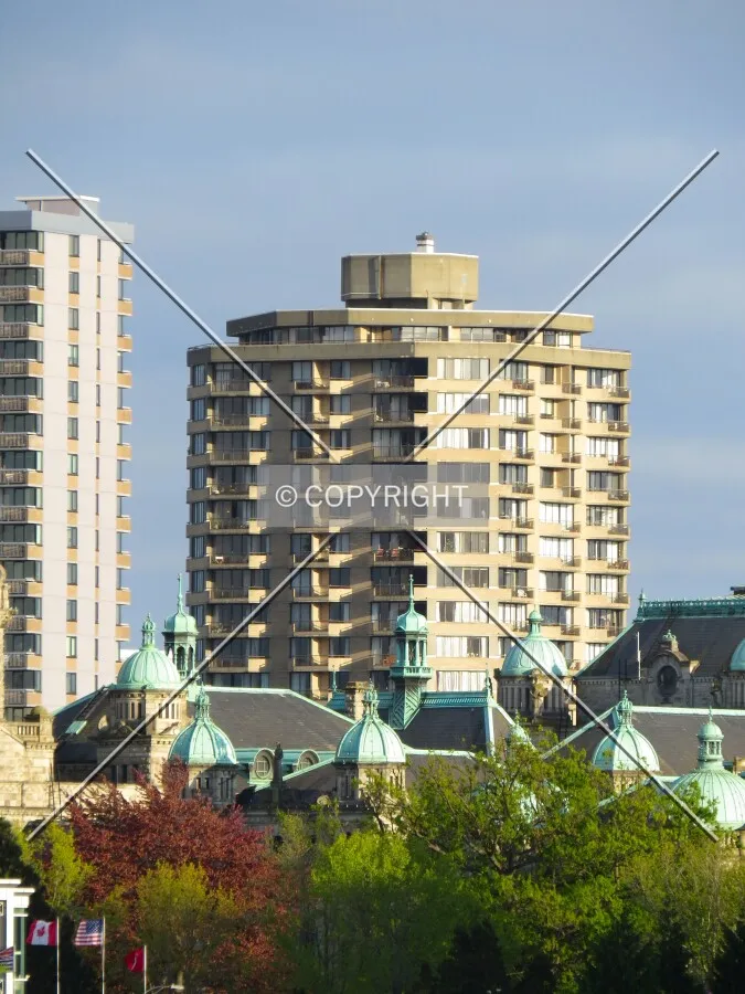 View to the southeast across Victoria's Inner Harbour from Songhees Point Park