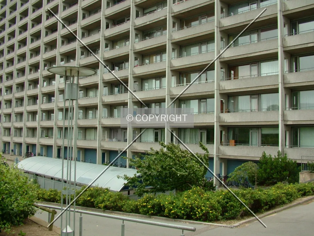 Facade as seen from parking lot access