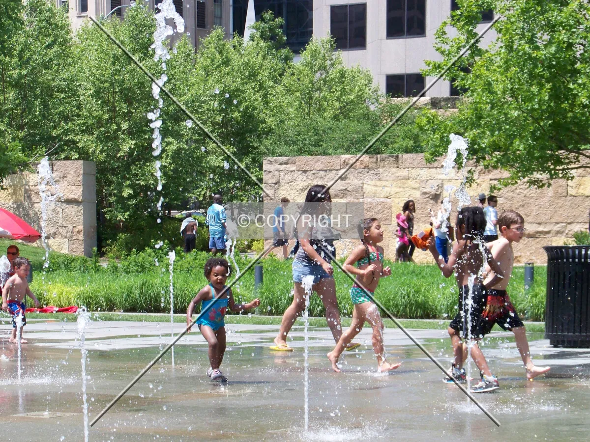 Children playing in the water from the southeast