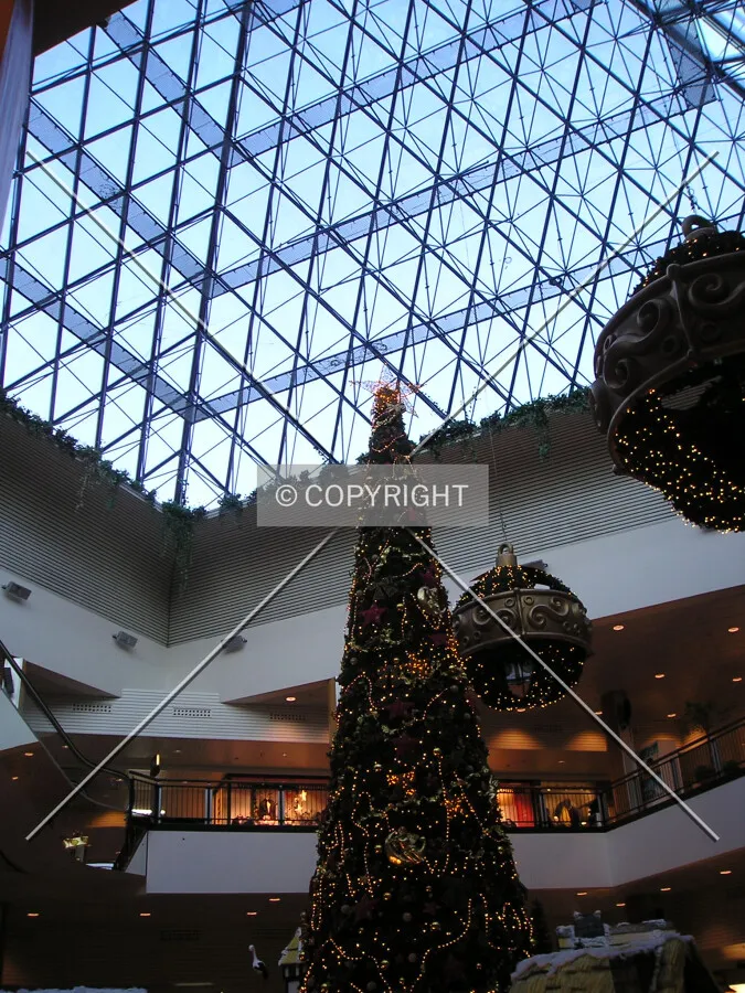 View of Christmas decoration and part of the pyramid