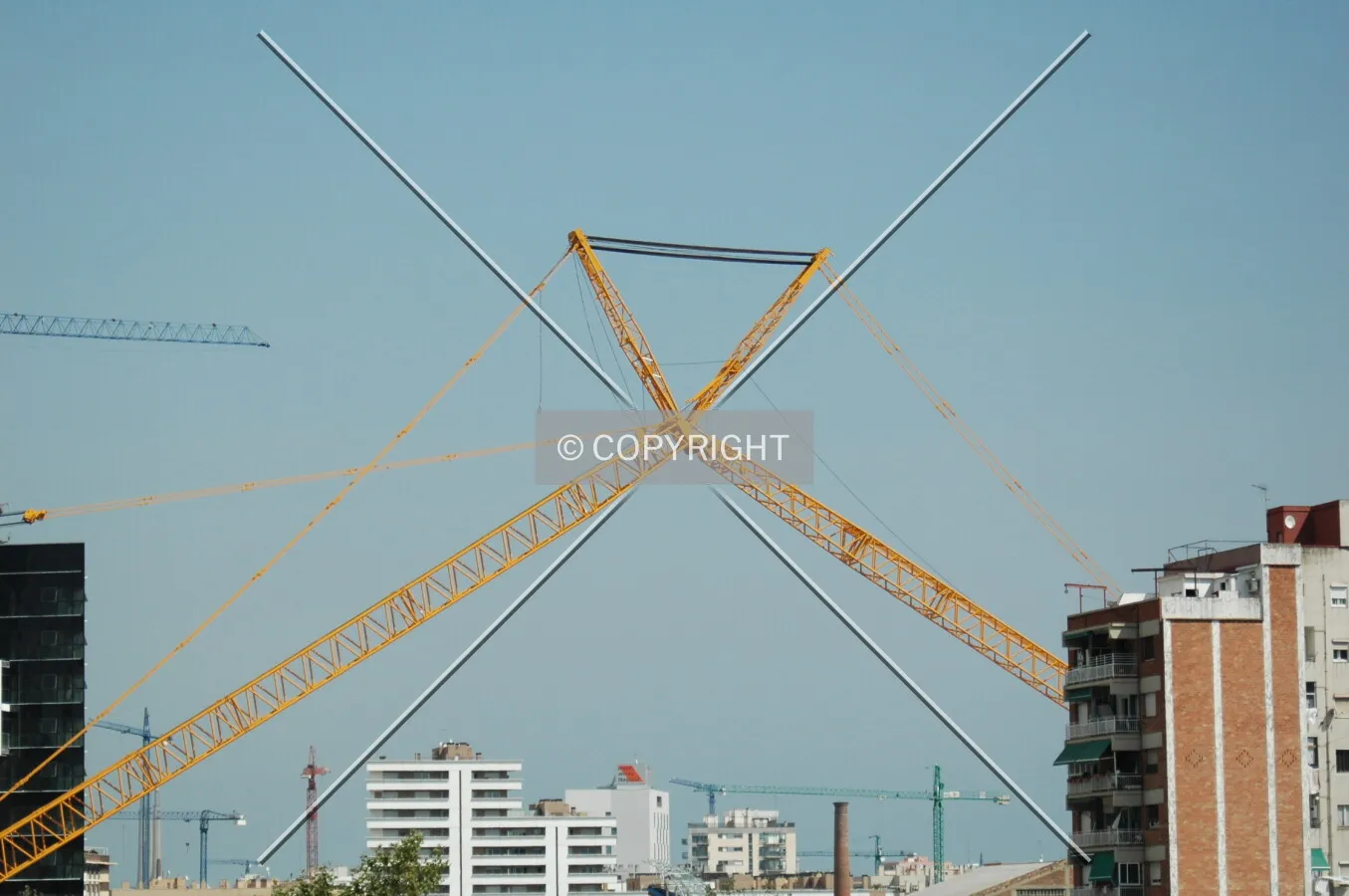 Huge crane rising from the ground