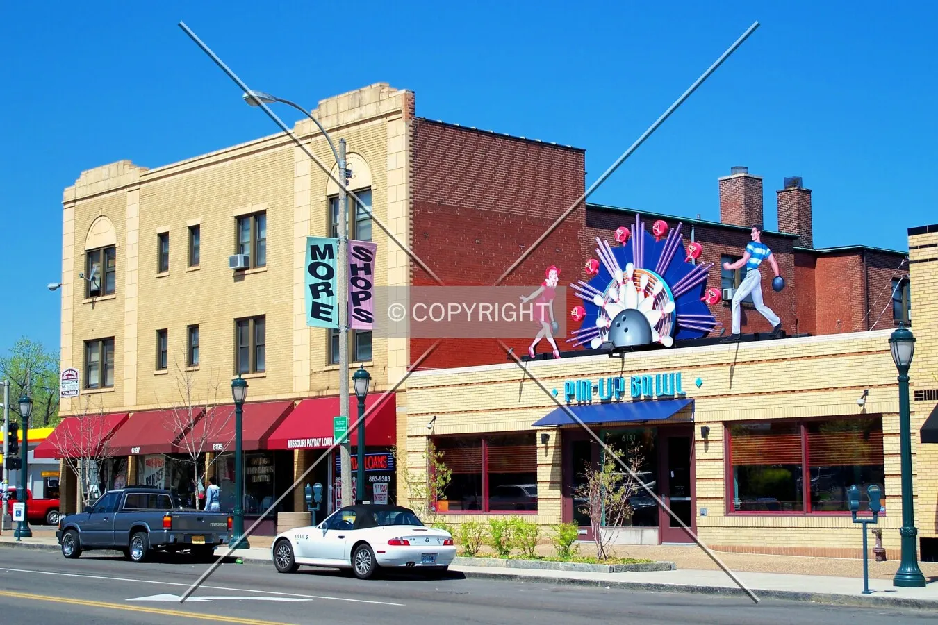 View from the southeast across Delmar Boulevard