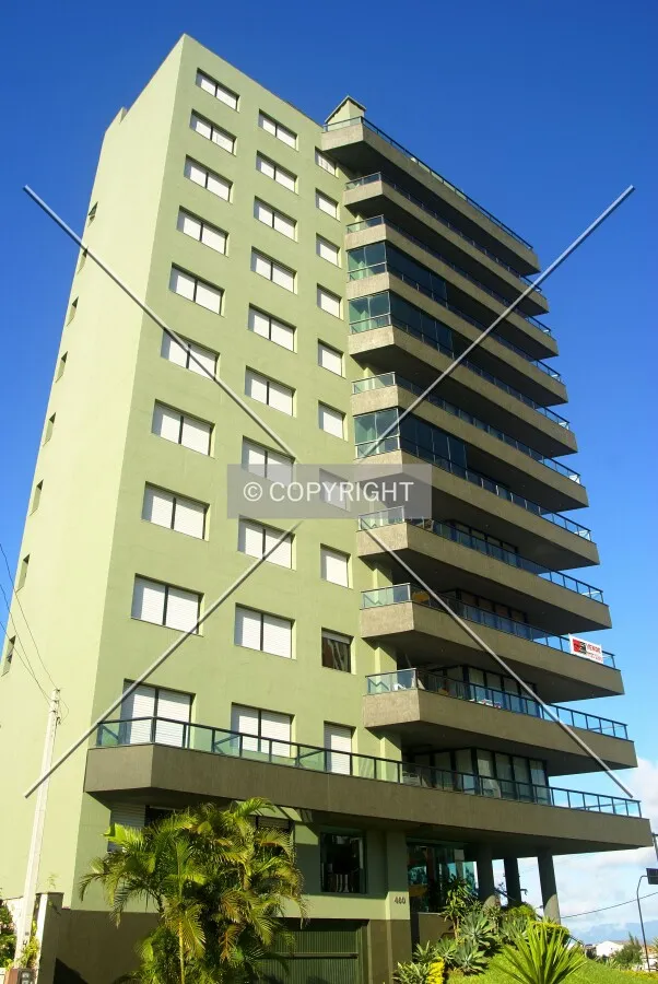 Looking up from across Dom Pedro II Street