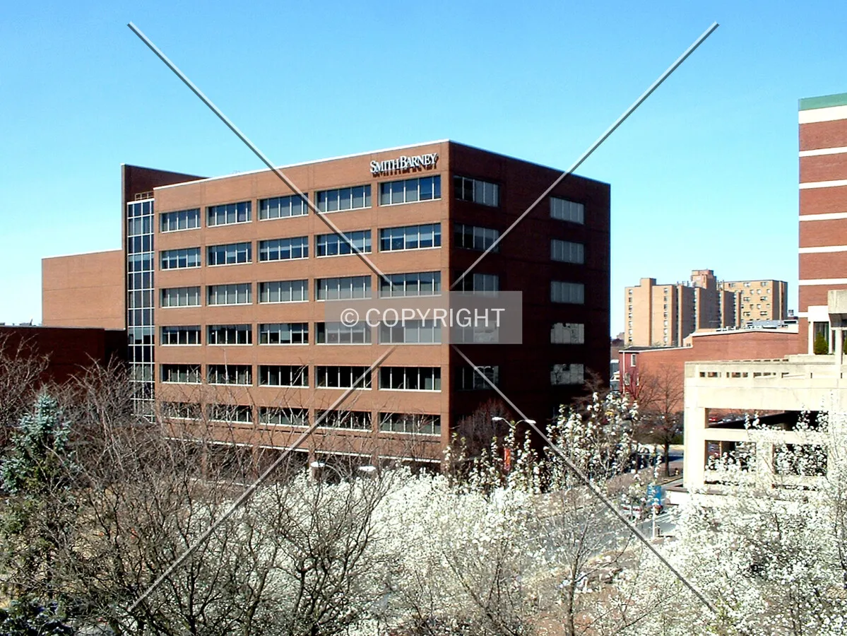 View from the southeast across Queen Street with the Lancaster House Apartments at center right