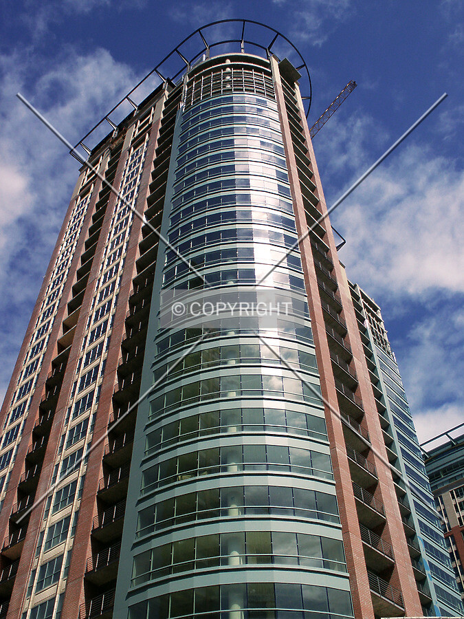Looking up the southwest corner