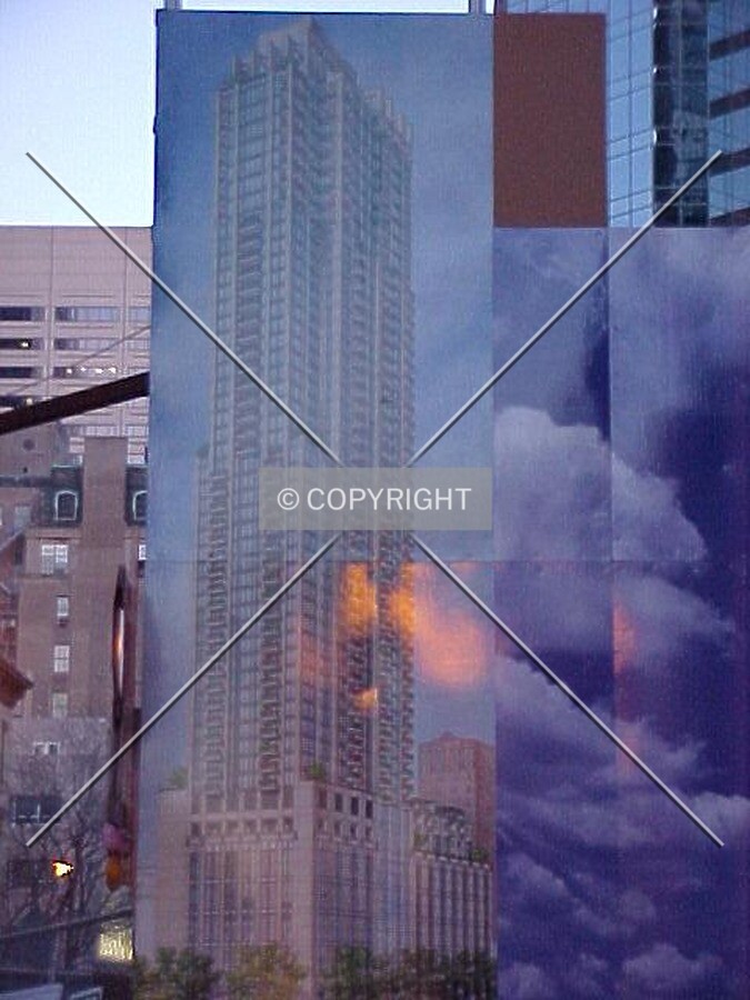 A rendering of the tower on a billboard at the construction site