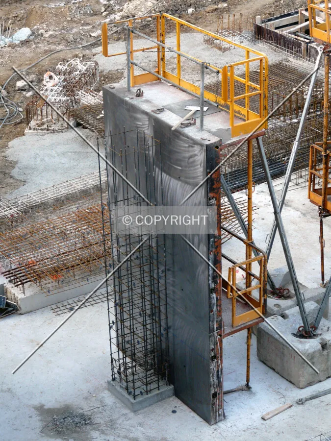 Rebar and part of the formwork for a future concrete column