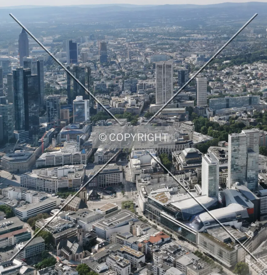 Flight with a helicopter over Frankfurt