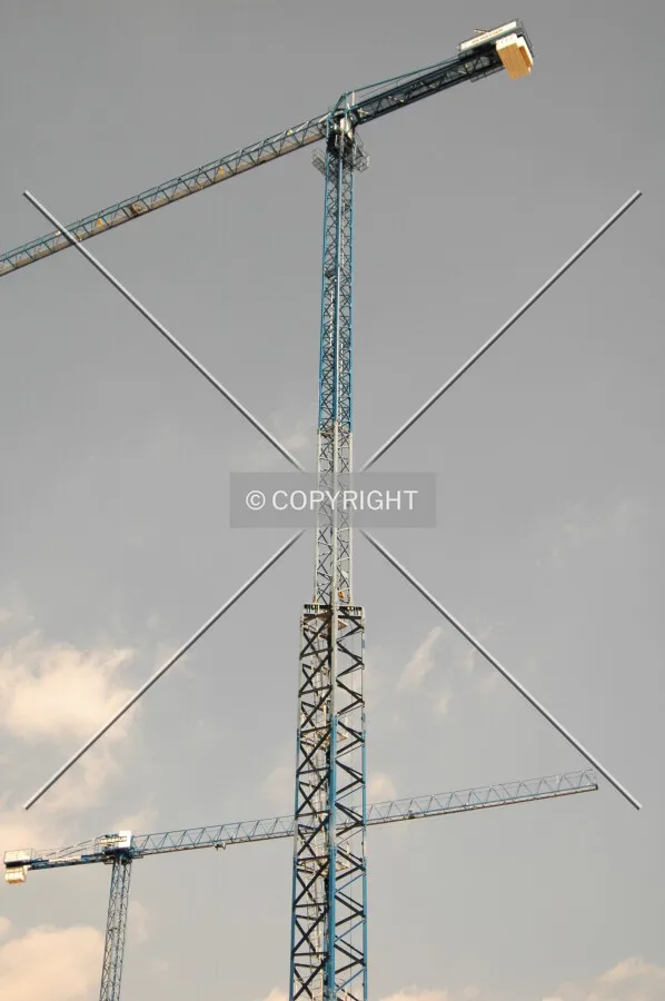 Two cranes at the construction site