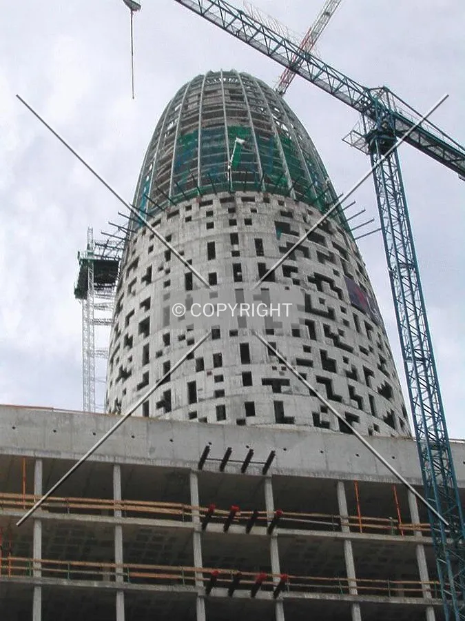 Looking up to the top in the first stage Hotel Silken