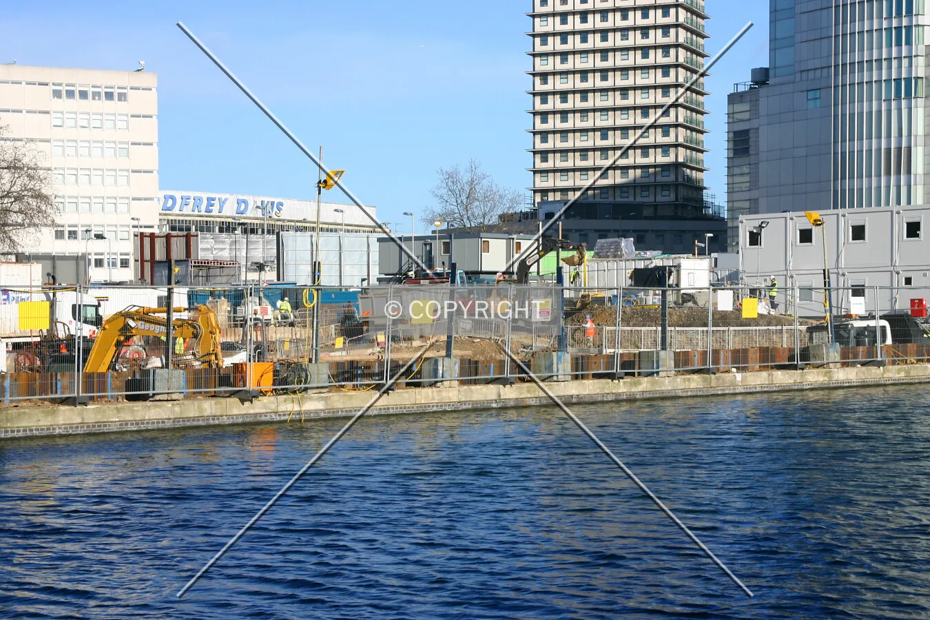 View northeast of the site from the canal path