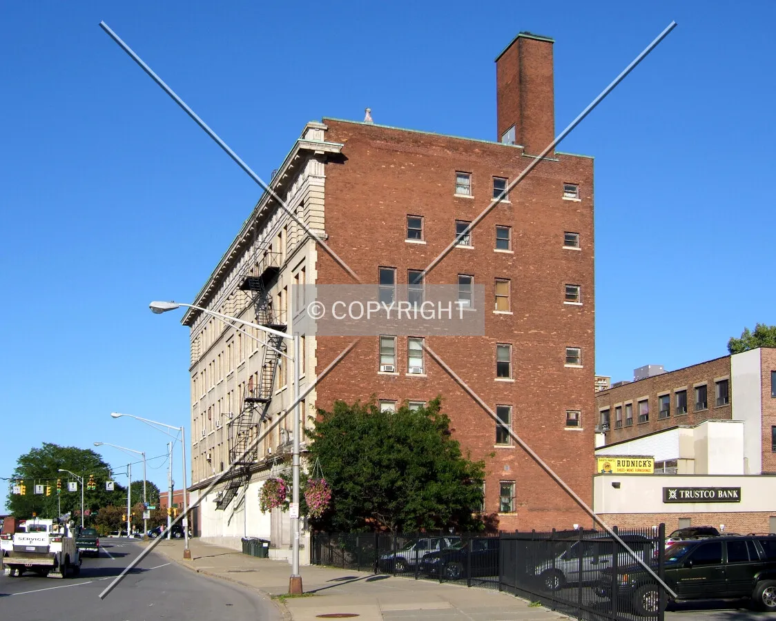 View from the southwest along Erie Boulevard