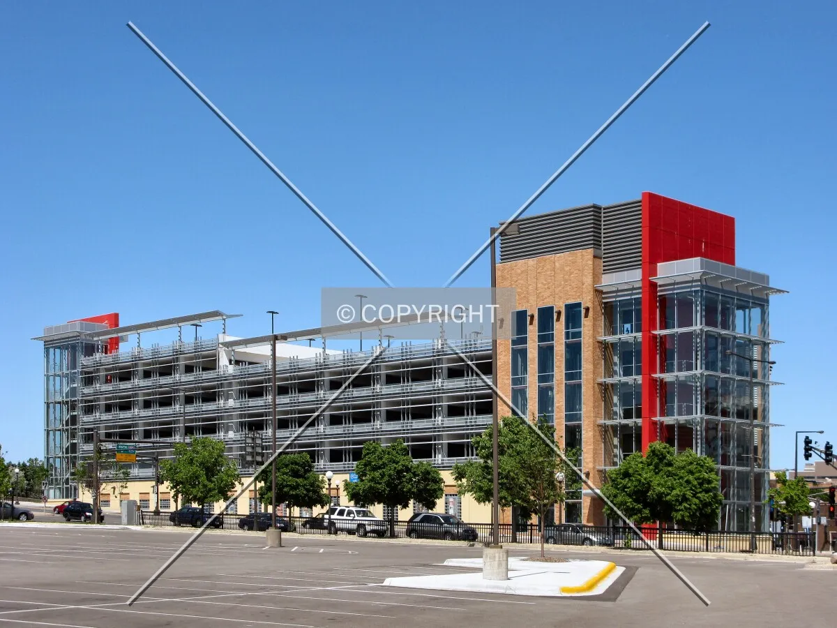 View to the northeast from the north parking lot for United Hospital