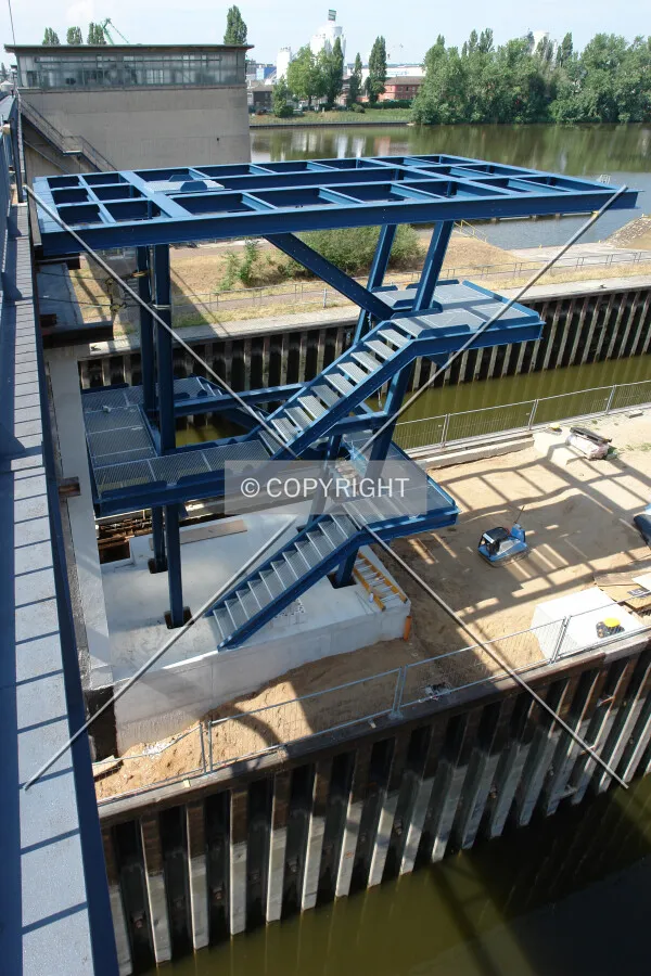 An addition of a steel stairway