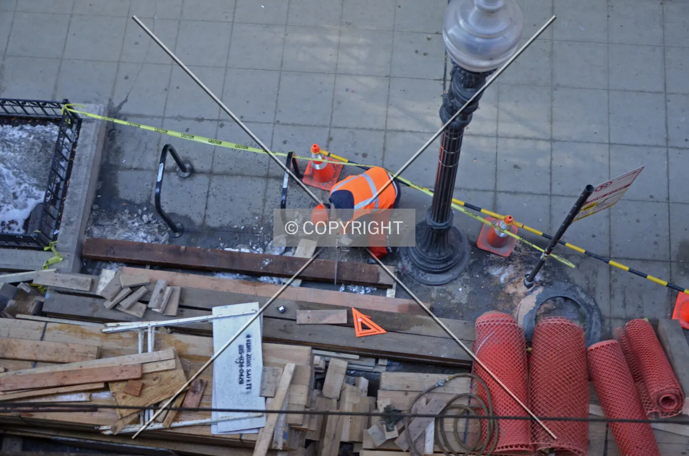 Staging area for work crews to begin demolition; viewed from the western platform. March 7, 2015.
