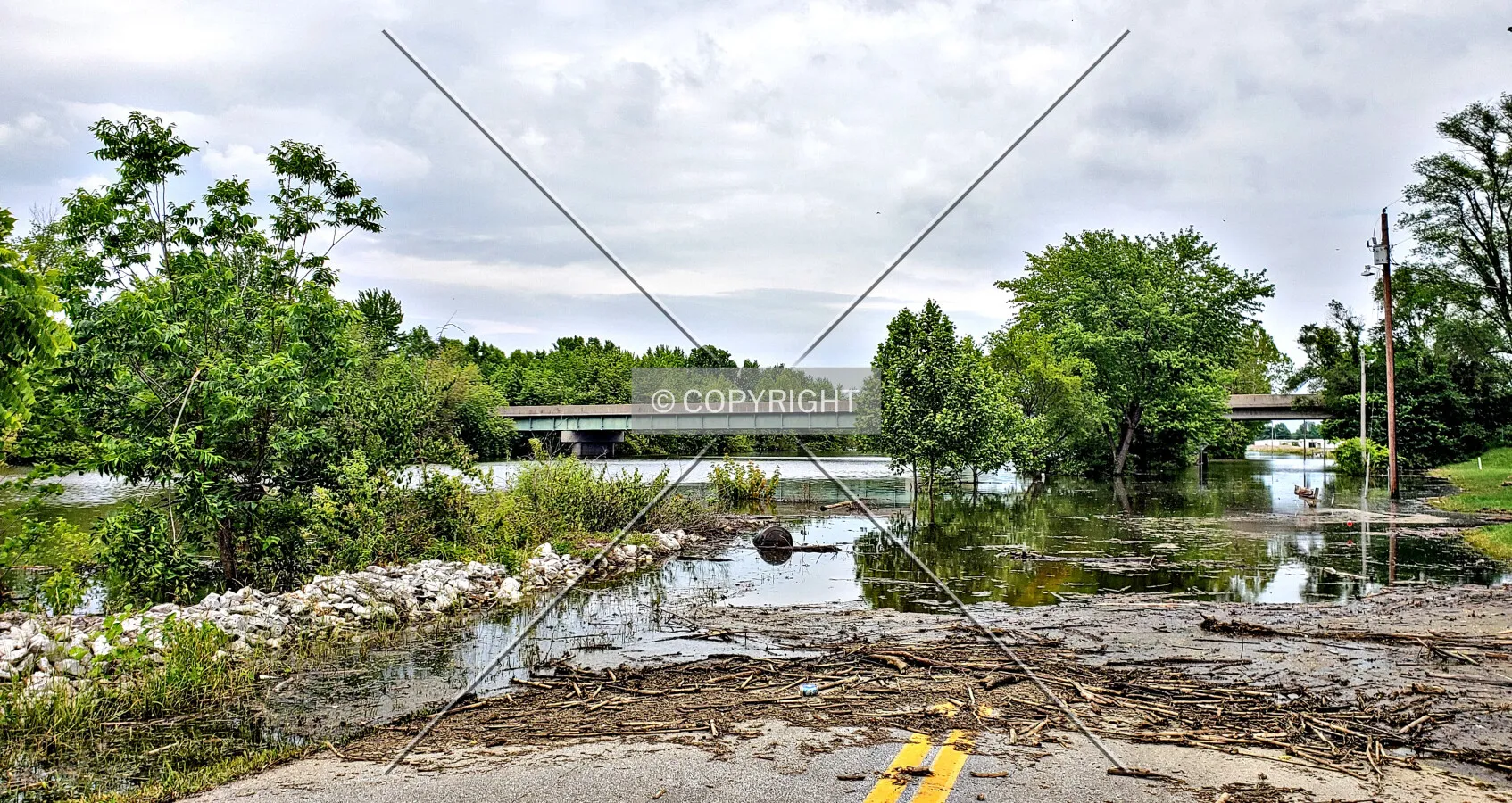 View from the west during the flood of 2019; June 8, 2019