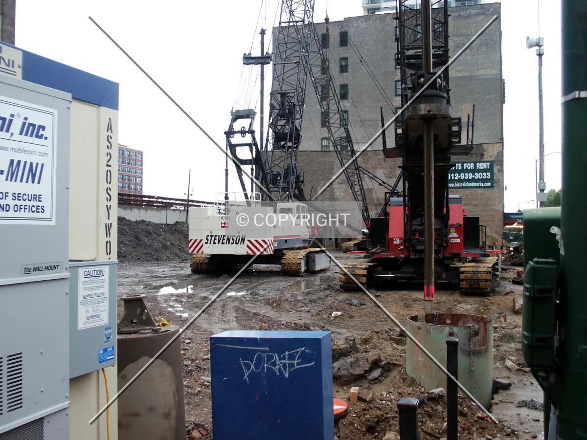 Looking south with a caisson top visible in the foreground