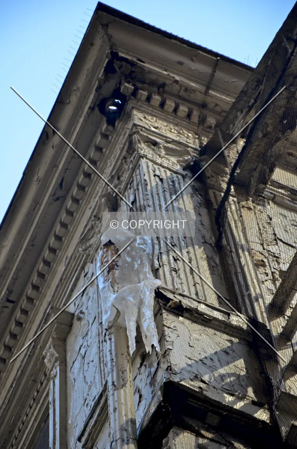 Station house facade detail, southwest corner: March 7, 2015.