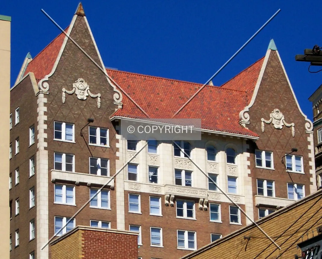 View of the upper floors from the south