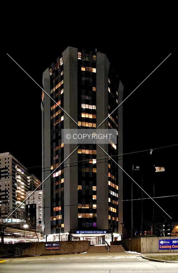 Southwest view at night; February 28, 2020
