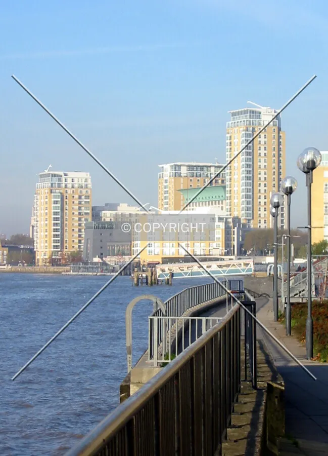 View from the Thames Path at SeaCon Wharf
