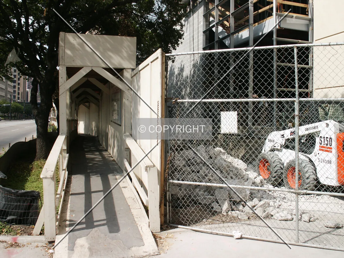 North entrance to the pedestrian canopy on Fannin Street