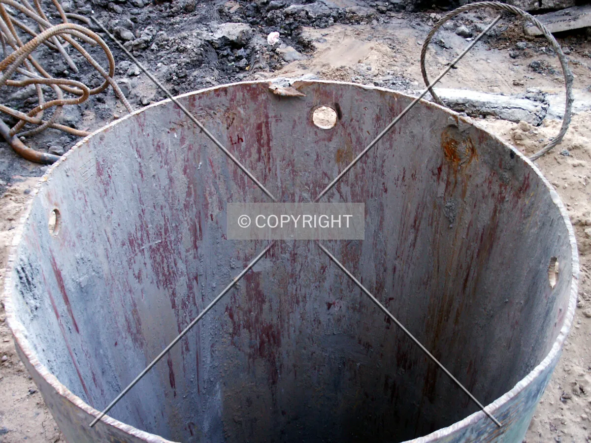 Looking into a caisson at the southwest corner