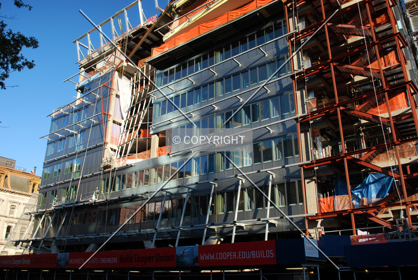 View of the facade along Cooper Sqaure
