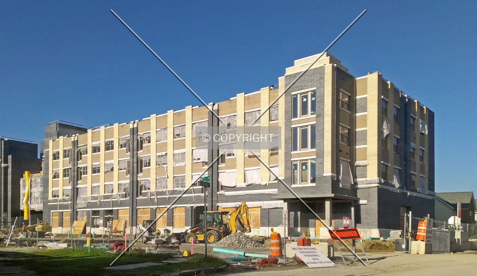 View from the southeast during construction