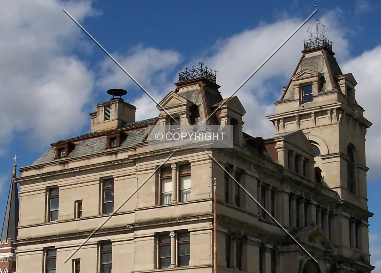 View of the upper floors from the southwest