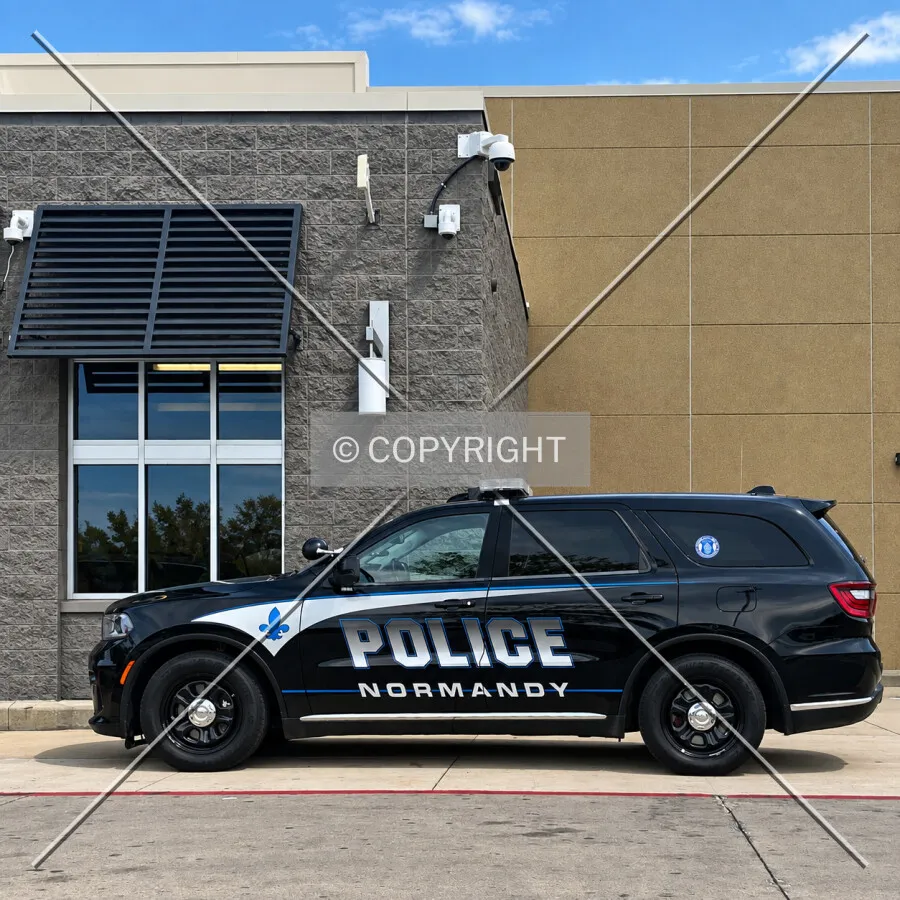 A Normandy police Interceptor parked by the south entrance, Wednesday, September 16, 2026