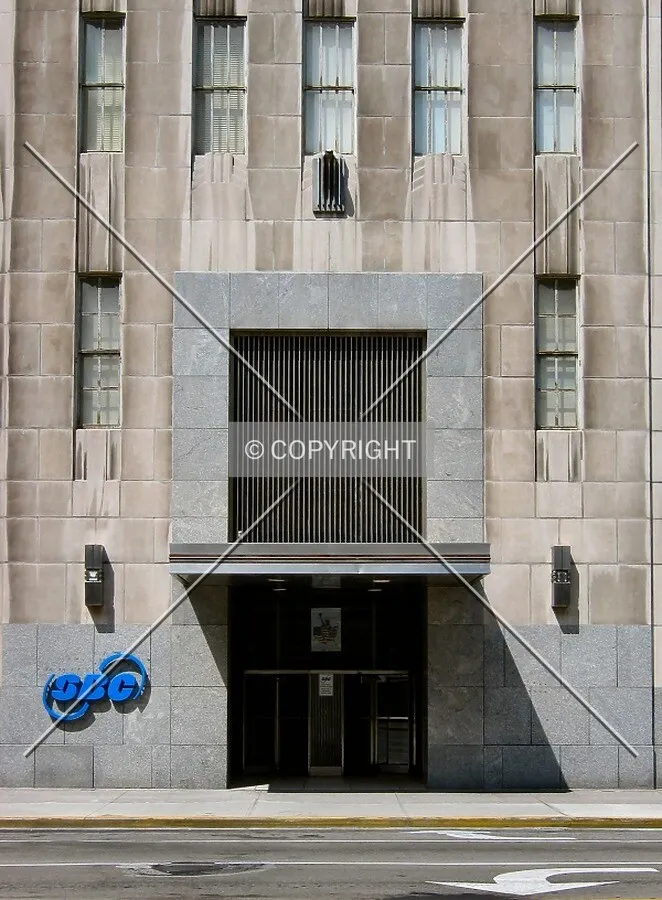 Main entrance along Meridian Street, with SBC signage