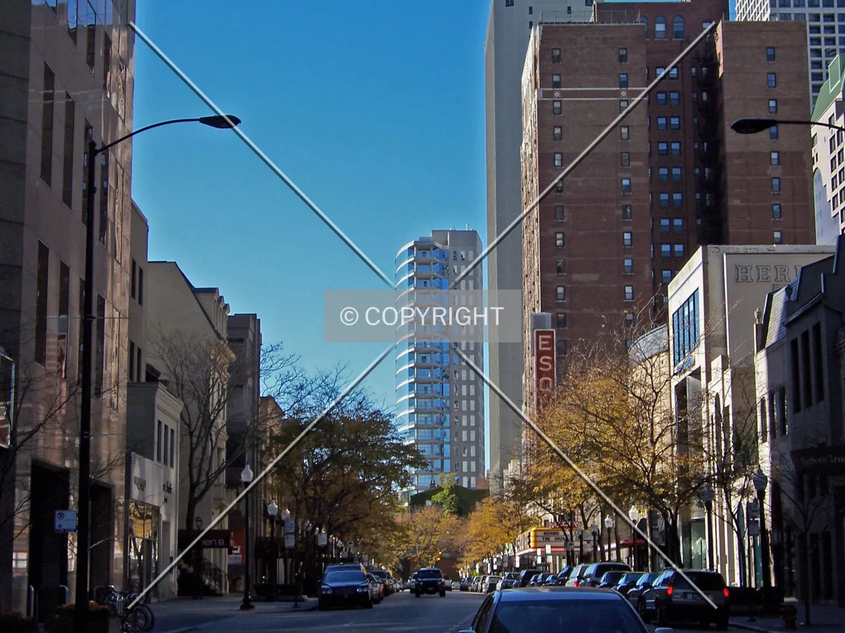 Looking west on Oak Street from Michigan Avenue