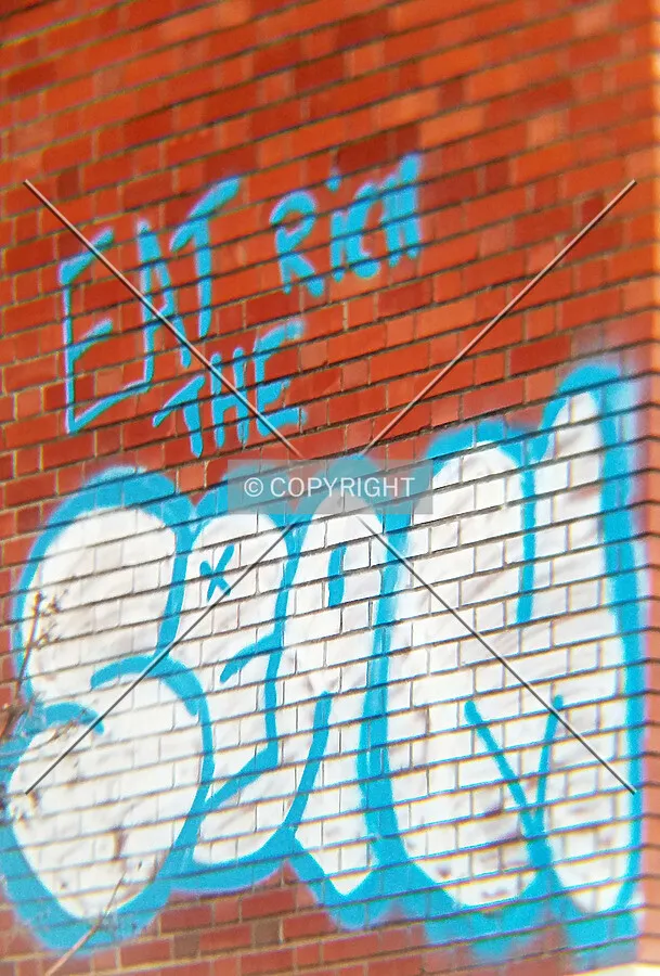 Graffiti on the east facade; November 22, 2017
