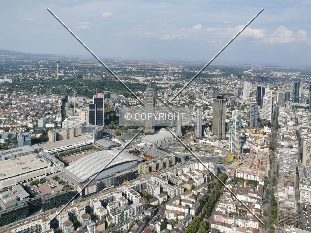 Flight with a helicopter over Frankfurt