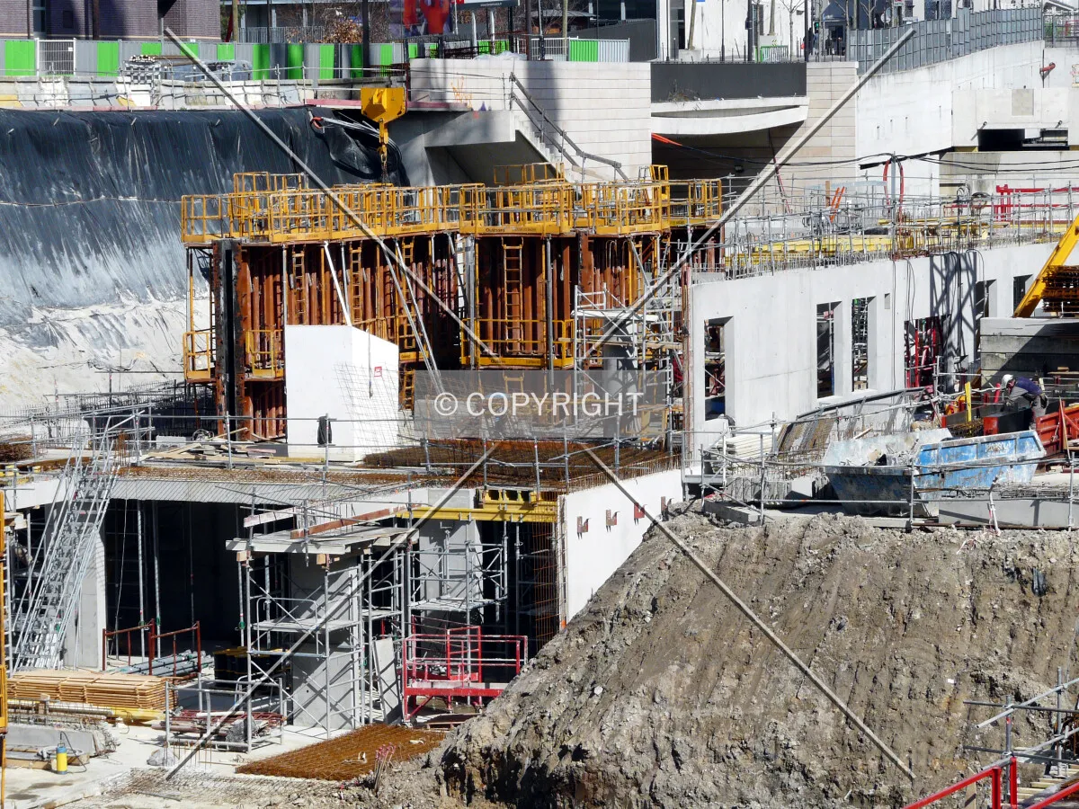 East side viewed from across the construction site