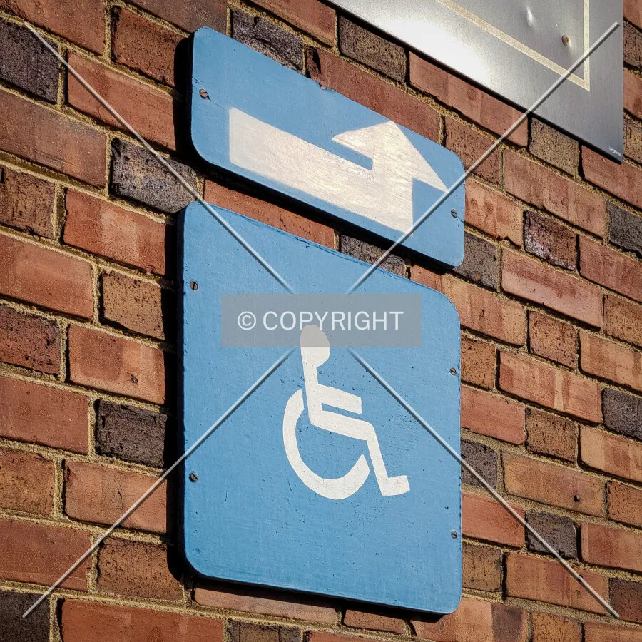 Handicapped sign on the side; February 21, 2022
