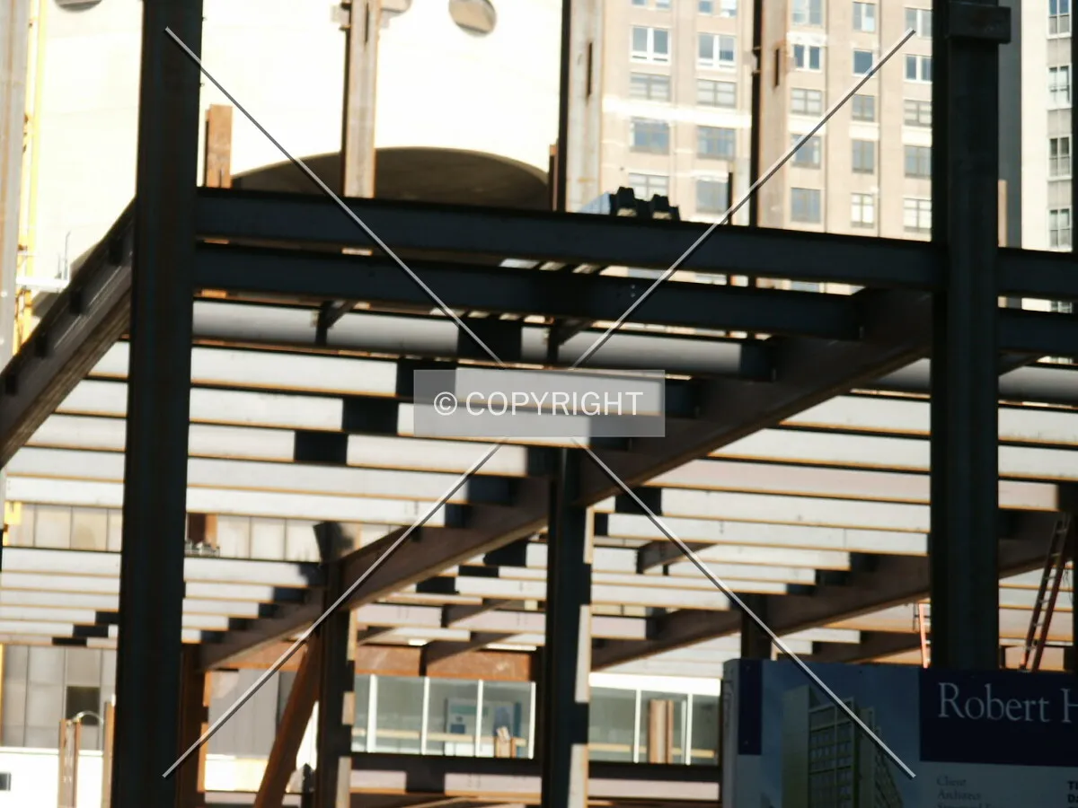 Steelwork at the second-floor level