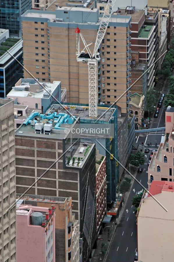 Elevated view from the southeast