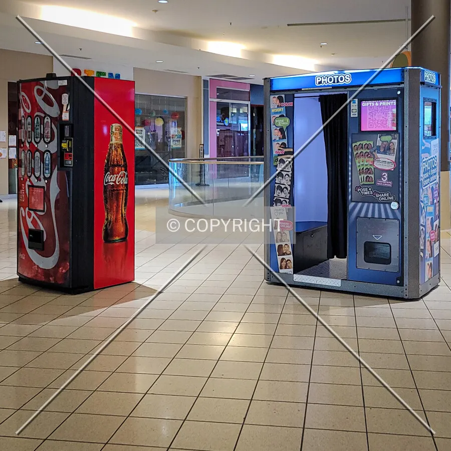 Photo booth and soda machines on the second floor; November 2, 2023