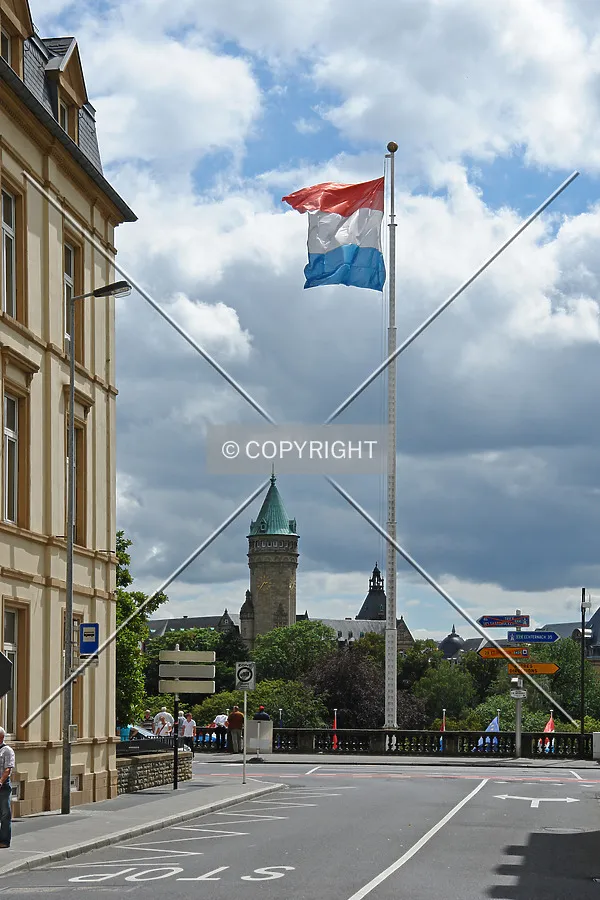 Flagpole with flag of Luxembourg