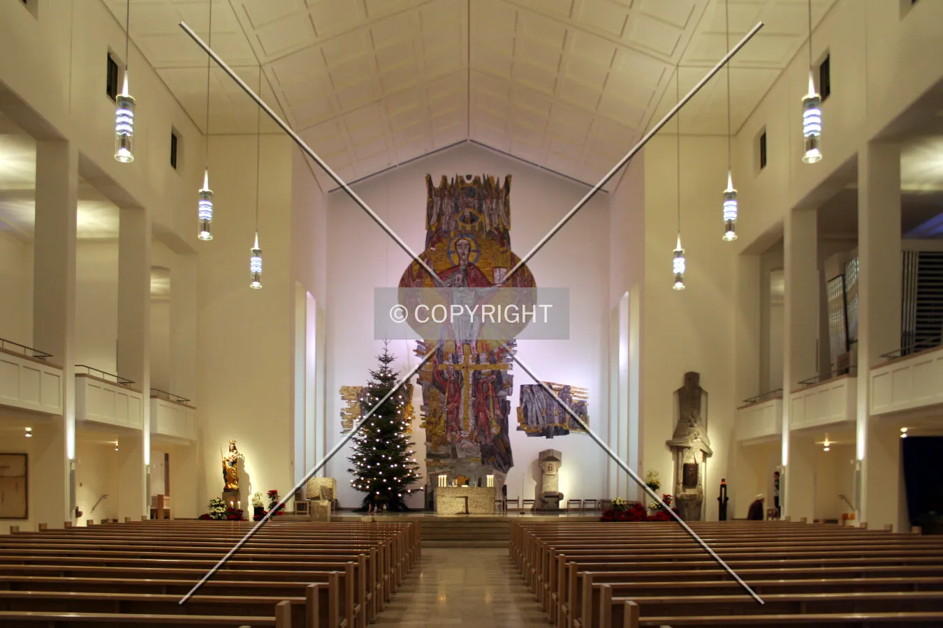 Looking up the central aisle