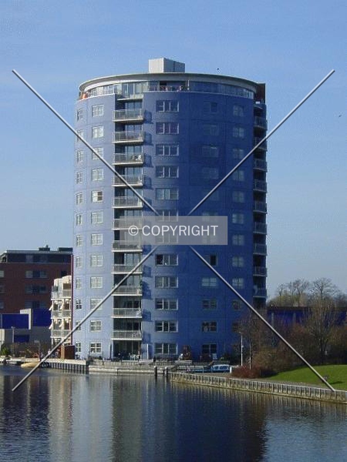View from a bridge over the river Oude Rijn