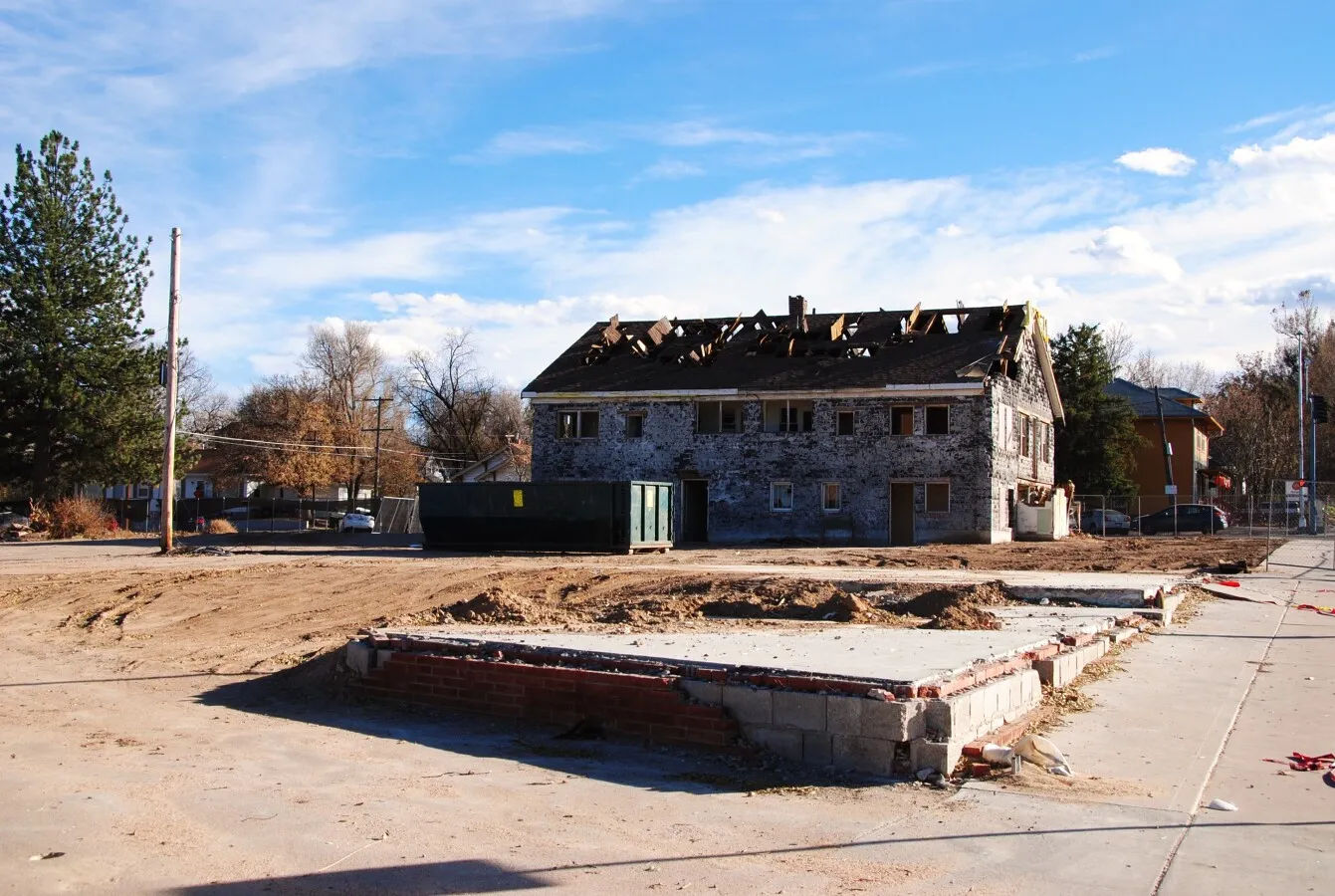 Looking south as site clearing is underway