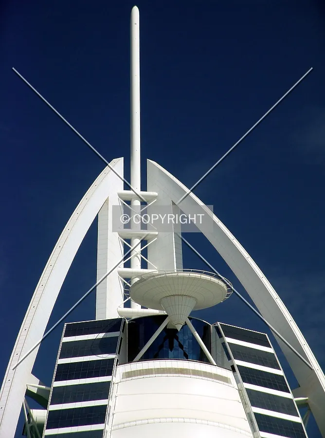 The helicopter pad and the spire
