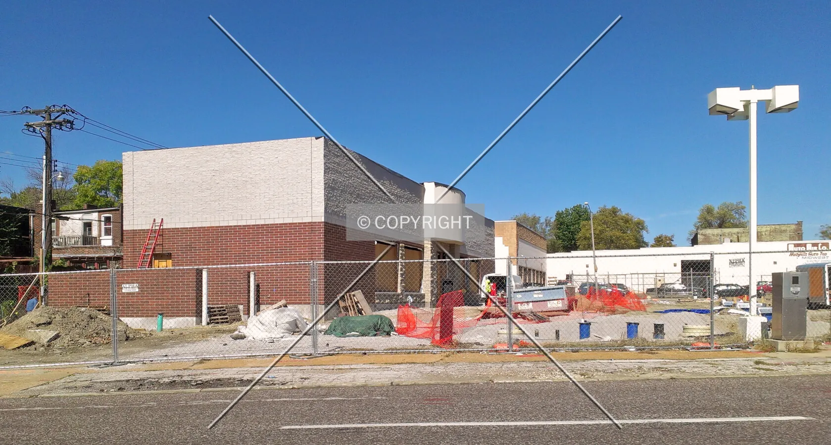 View from the southeast during construction